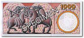 1000 d�nische Kronen hinten