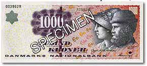 1000 d�nische Kronen vorne